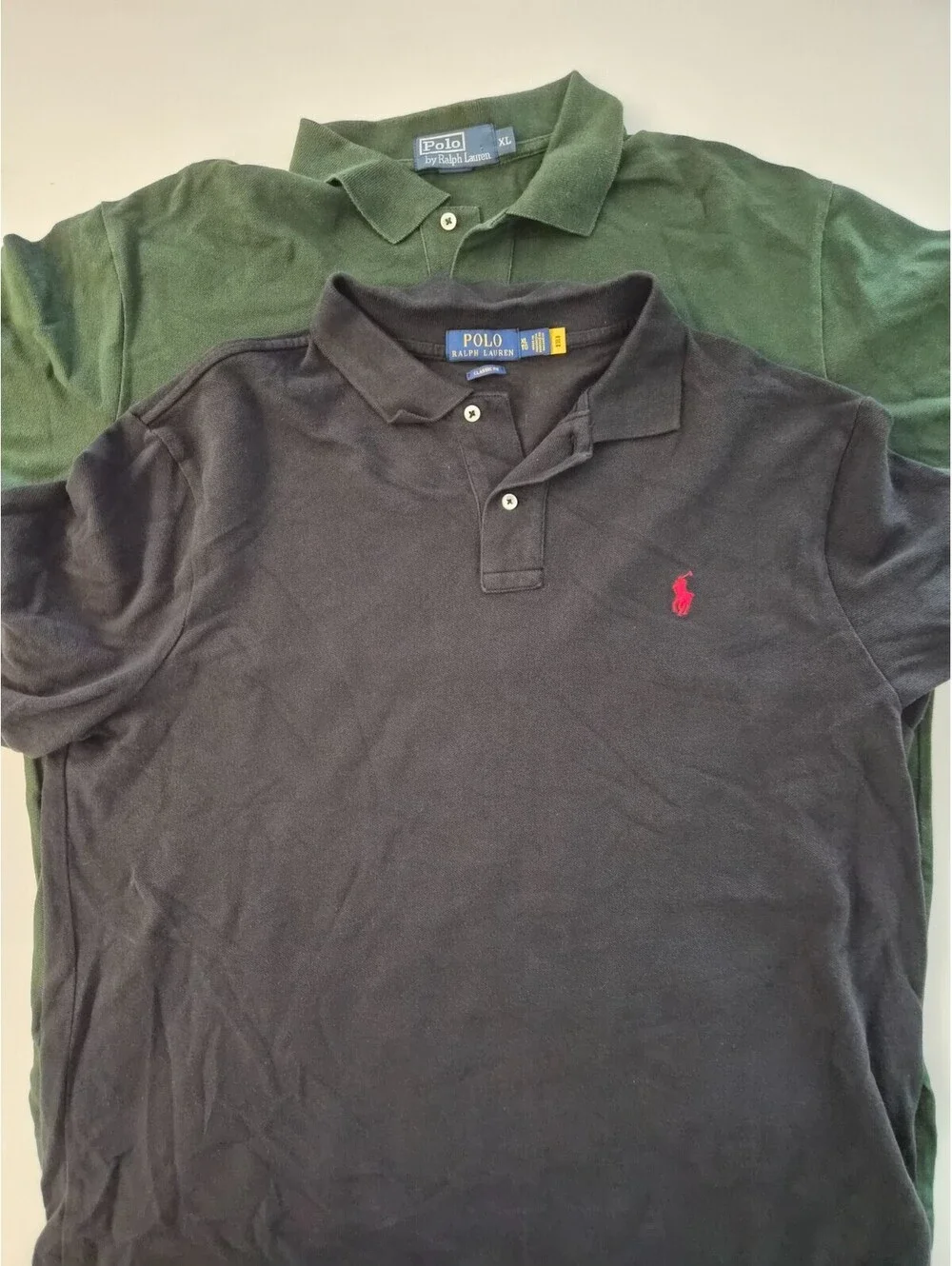 Polo Ralph Lauren Mens Classic Fit Mesh Polo Shirt XL Lot of 2 Navy Green Cotton